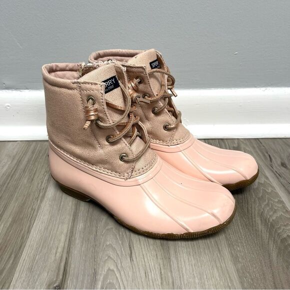Sperry Other - Sperry Boots Girls 3 Saltwater Pink Lace Up Duck